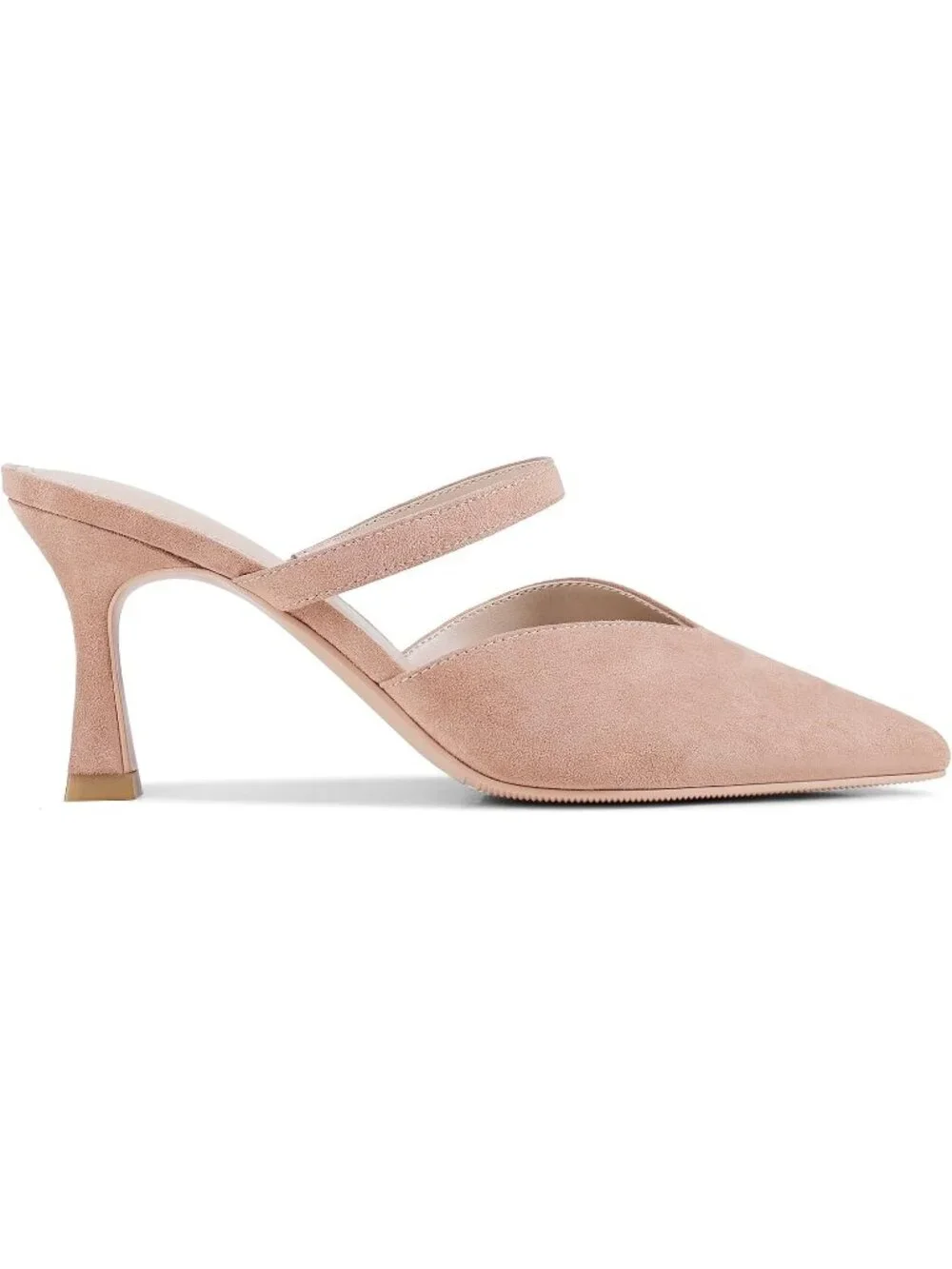 Women's Nude-Suede High Heel Mules Pointy Toe Pumps Memory Foam Insole Heels